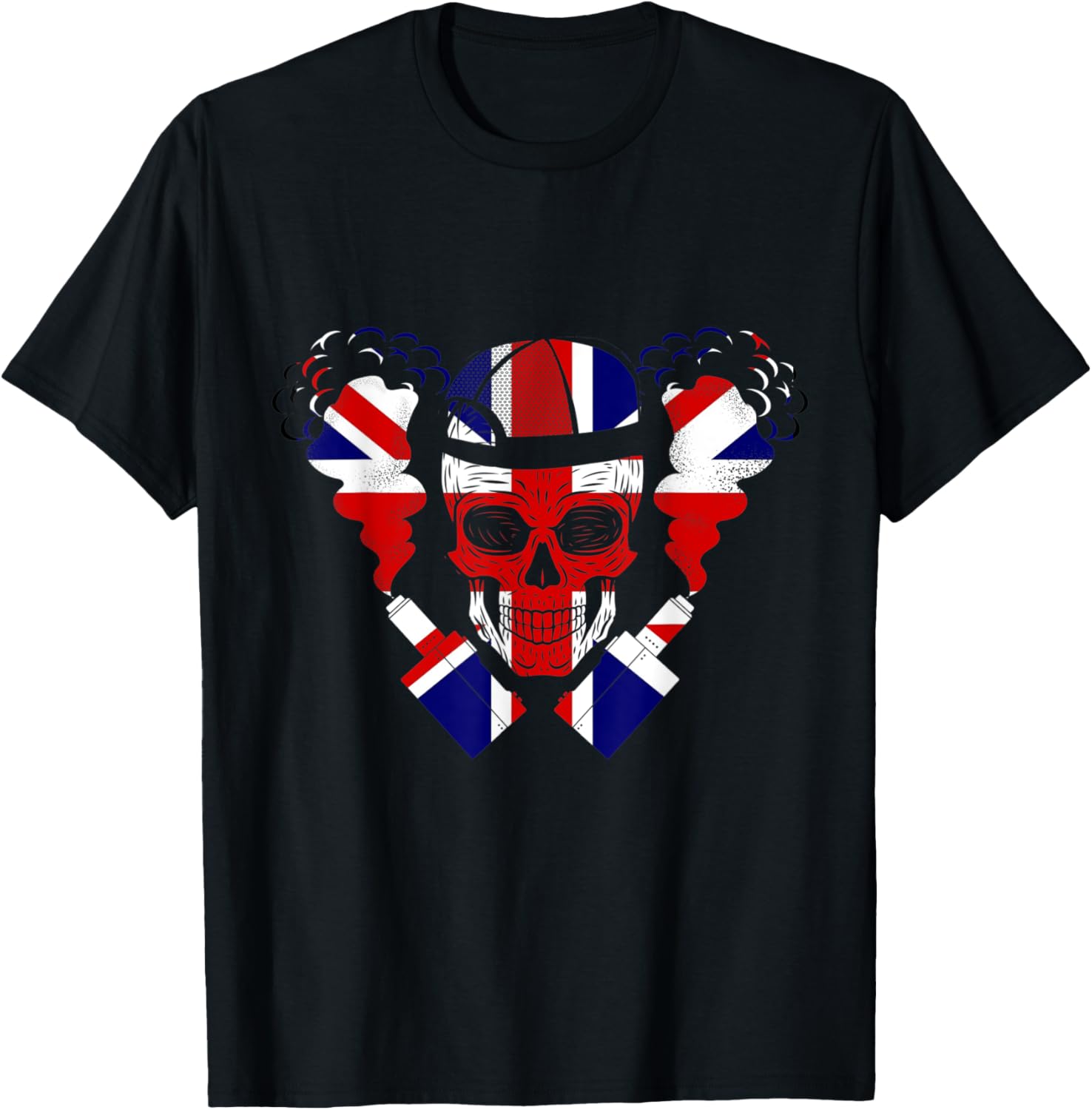 Vaping Jack - Union Jack Skull Vaping Grafikli Tişört