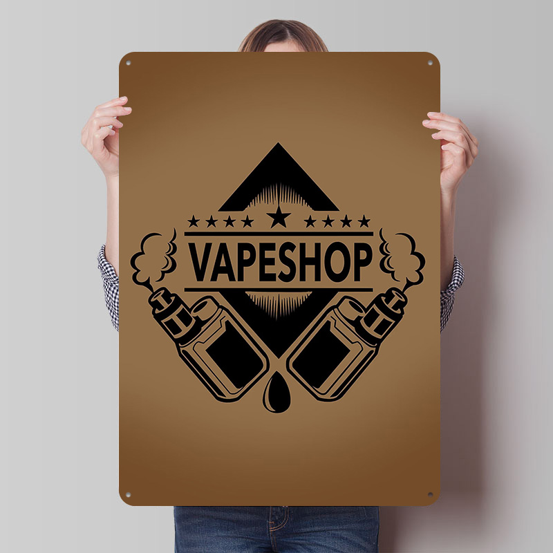 Vaping Shop - Vape Shop Logosu Teneke Posterler Özelleştirilebilir